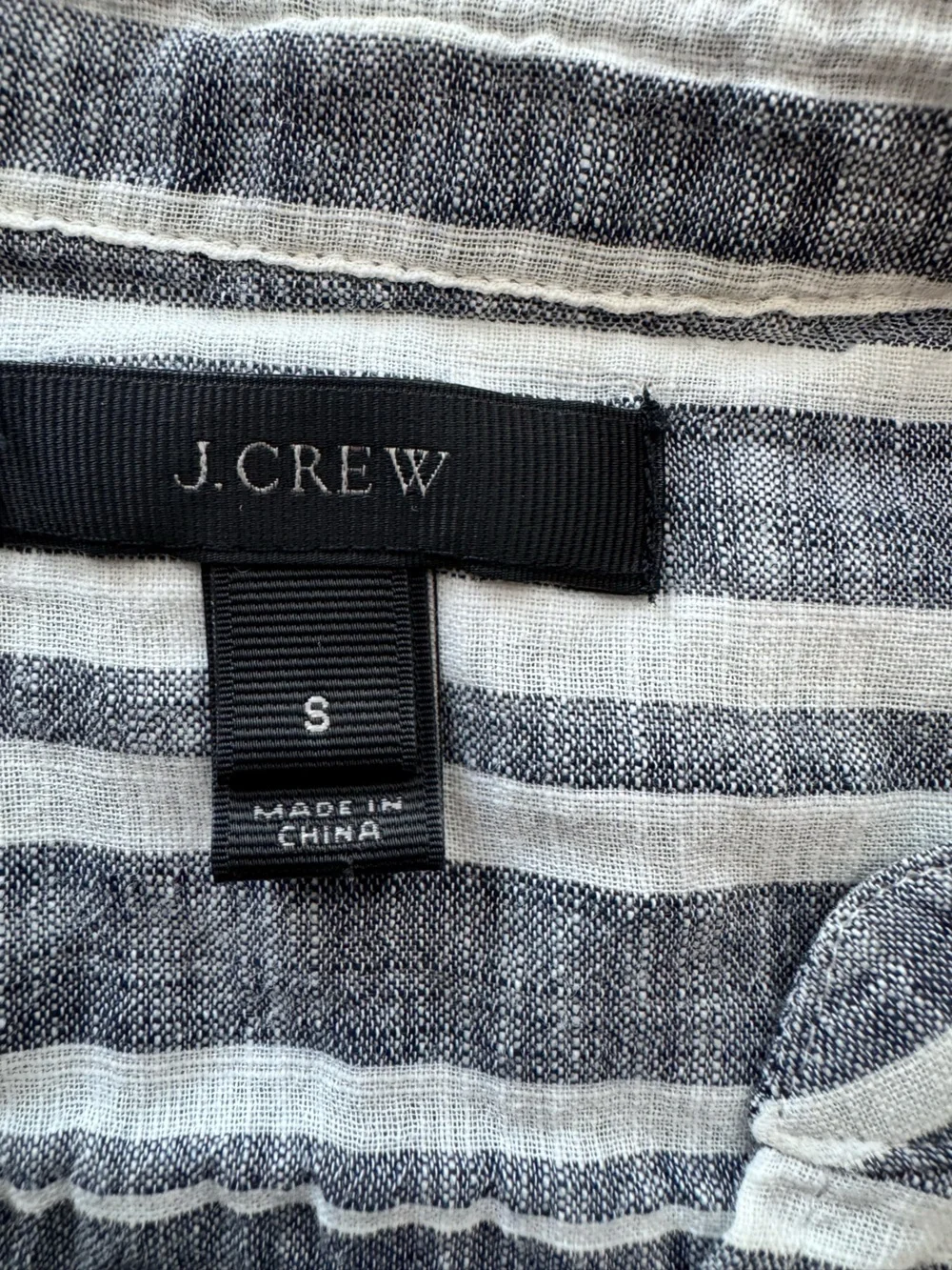 J.Crew Gray White Striped Cotton Popover Tunic Blouse Size S Gauze